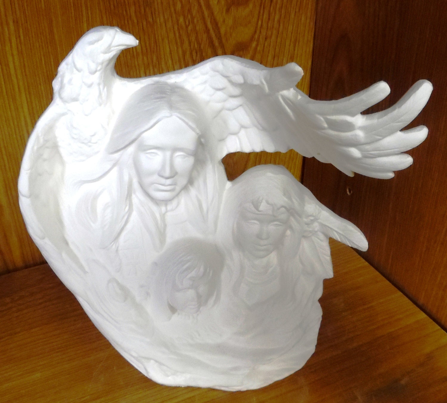 Indian Family Busts with Eagle ceramic bisque ready to paint from