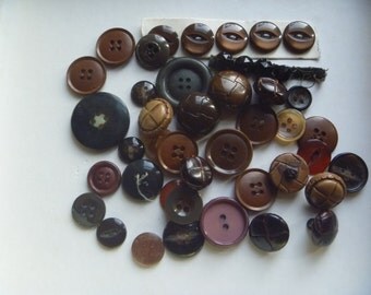 brown and neutral buttons, 44 buttons for crafts