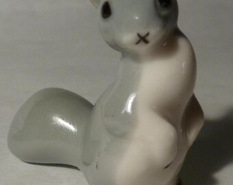 Porcelain Miniature Grey Squirrel Figurine - Russian U.S.S.R