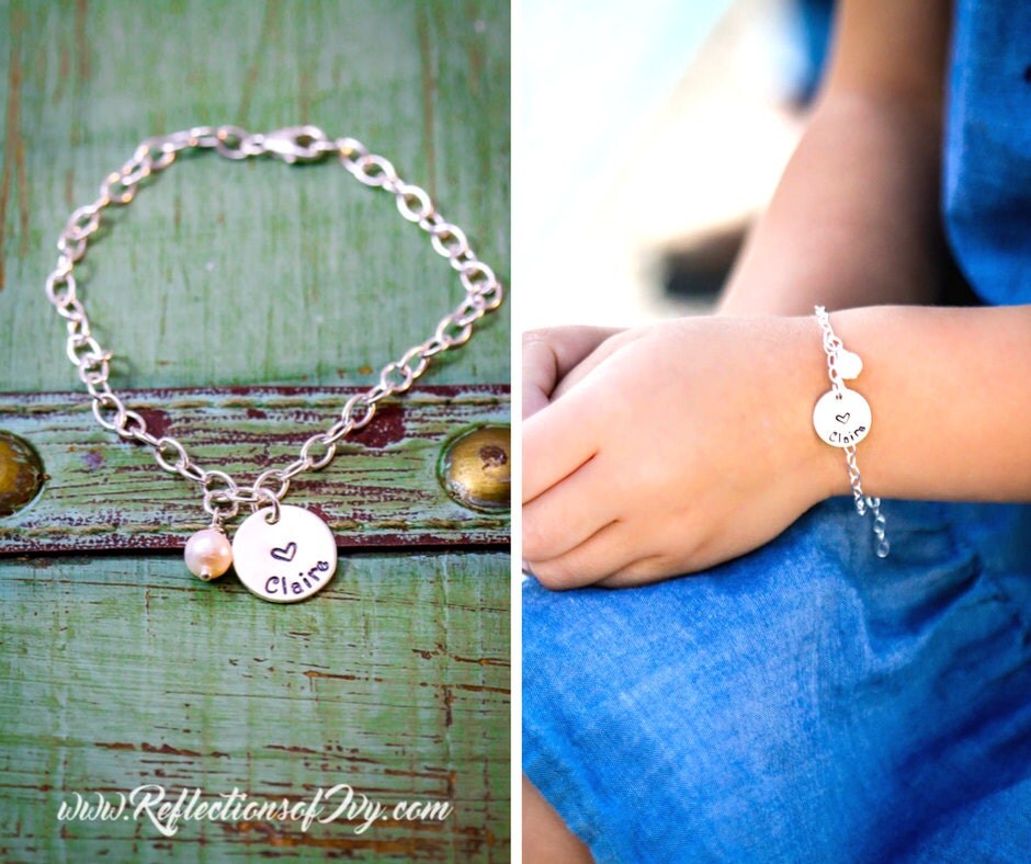 Little Girls Name Bracelet Sterling Silver Charm Bracelet