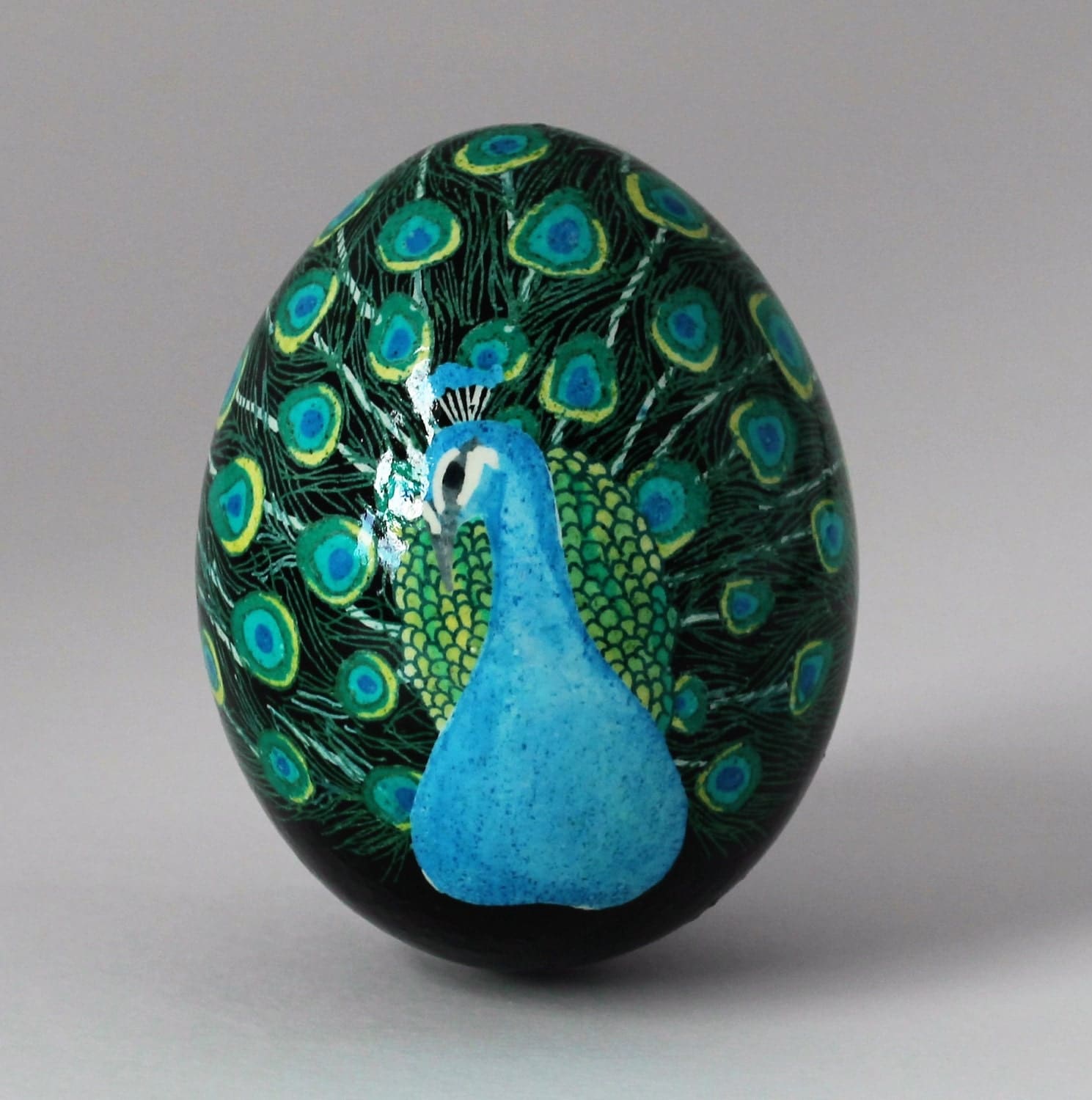 Peacock Ukrainian Easter Egg Pysanky Non by NakedCatEggery on Etsy