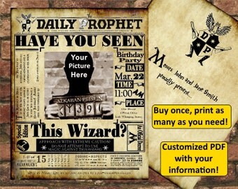 Harry Potter Daily Prophet Birthday Invitation