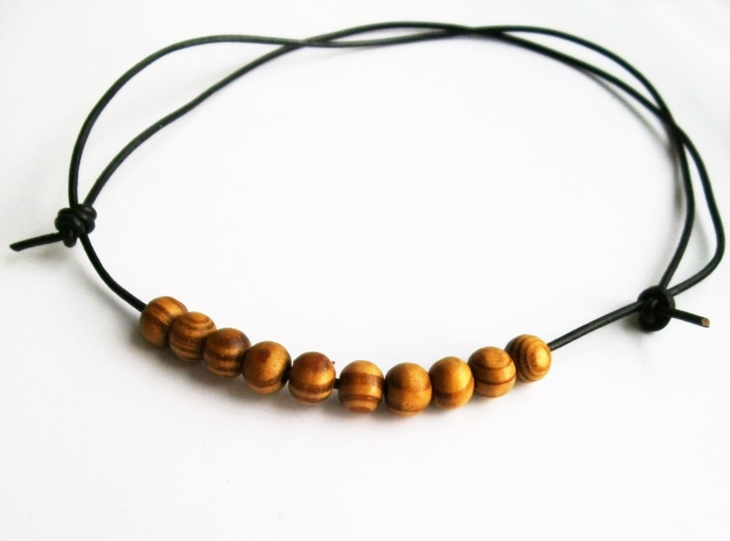 Bead Necklace Jewellery Mens Leather Necklace by JLCJewellery
