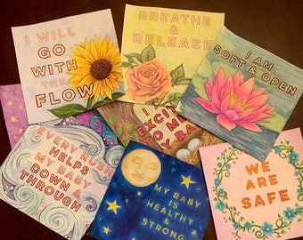 Labor & Birth Affirmation 7"x7" Coloring Prints - set of 8