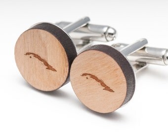 Cuba Wood Cufflinks Gift For Him, Wedding Gifts, Groomsman Gifts, and Personalized
