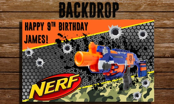 Nerf Birthday Backdrop-Nerf War Digital by CoralPartyDecor on Etsy