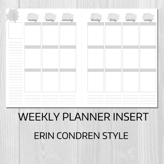 Weekly Planner Printable Erin Condren Style Undated Monday