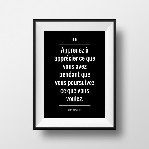 French Motivational Quote Poster Apprenez à apprécier