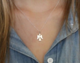 Tiny Angel Necklace - Guardian Angel Necklace - Sterling Silver Angel Charm - Confirmation Gift - Baptism Gift - First Communion Gift