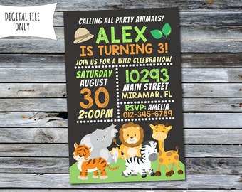 Jungle Invitation / Safari Birthday Invitation / Jungle Birthday Invitation (Personalized) Digital Printable File