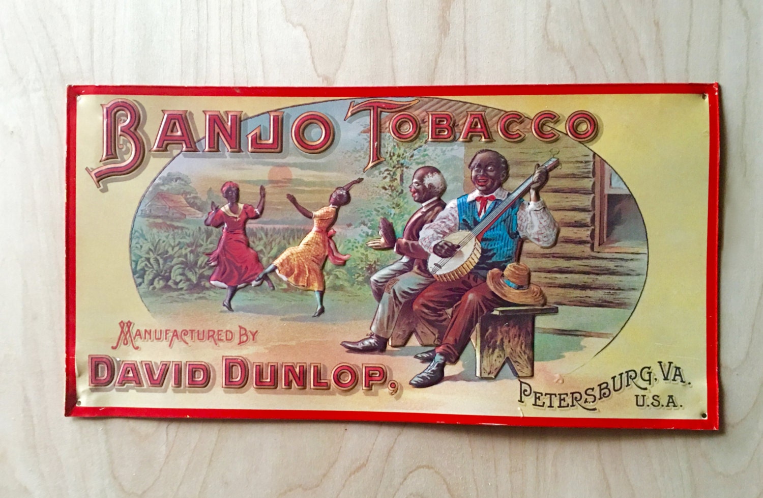 Metal Sign Banjo Tobacco Embossed Metal Sign Davis Dunlop