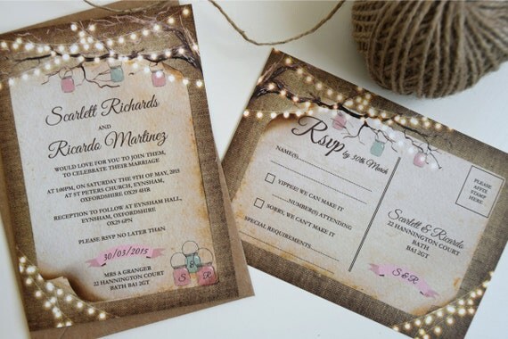 Rustic Lights Wedding Invitation Set Sample
