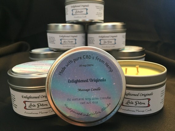 Pure Hemp CBD Massage Soy Candle by enlightenedoriginal on Etsy