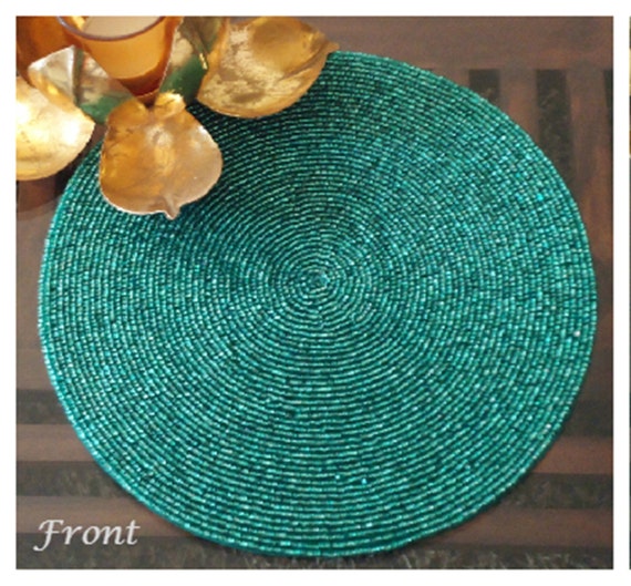 Handmade Beaded Turquoise Table Mat Centre piece Beaded