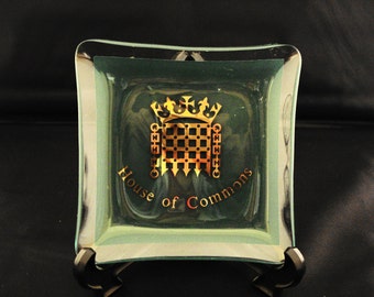 Ashtray 'House of Commons' green, glass