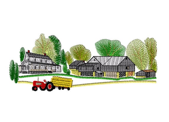 Farm and farmhouse embroidery design Farm and farmhouse embroidery design