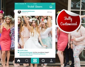 Bridal Shower Frame Photo Booth Prop Hen Party, Bespoke Instagram Design, Personalised Frames, Instagram Photo Prop