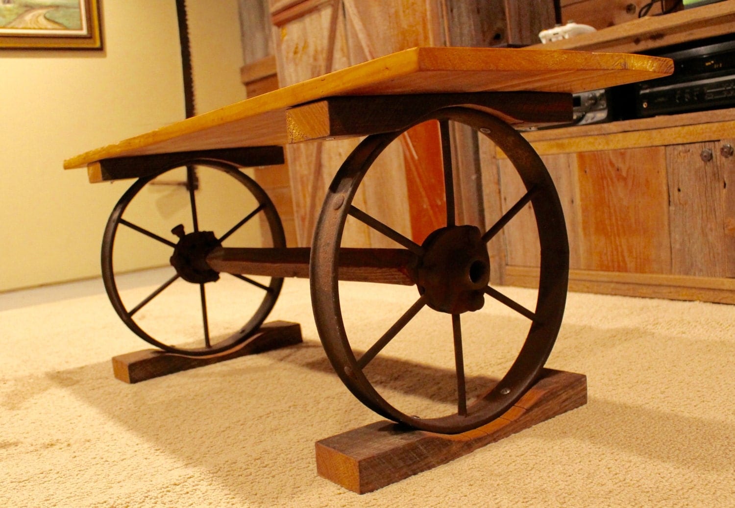 Wagon Wheel Bench by Fromthebarnandbeyond on Etsy