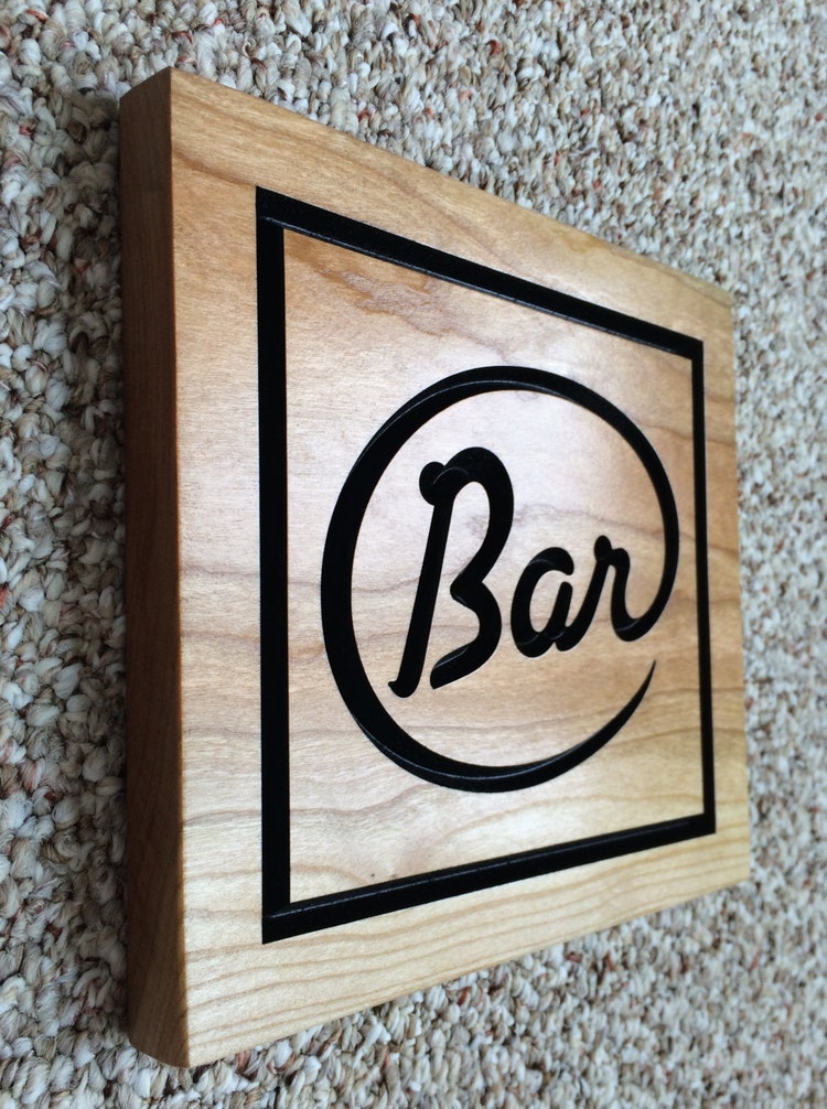 Wood Bar Sign Carved Wood Sign Wooden Bar Sign by QualityWoodSigns