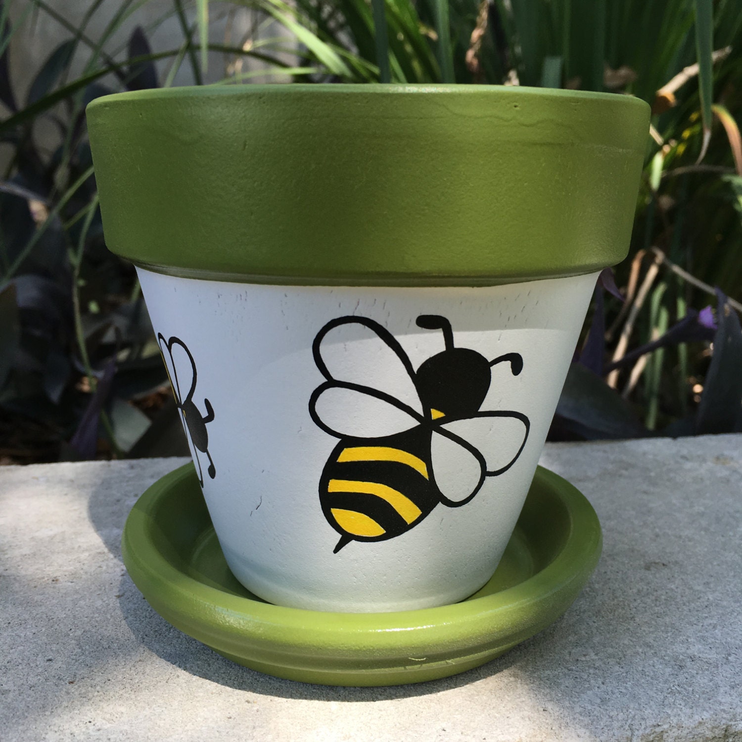 Bumble Bee Hand Painted  Flower  Pot 