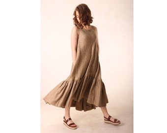 Nude maxi dress | Etsy