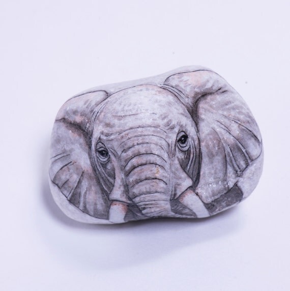 Stone Painting White Elephant