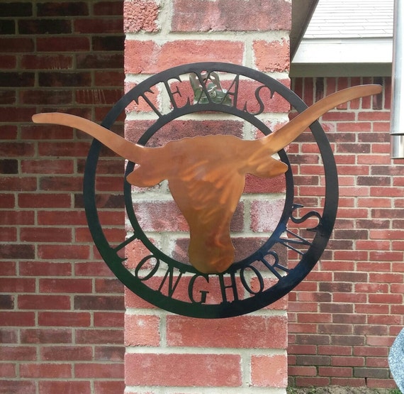3D Texas Longhorns circular metal wall art by JandPMetalWorks
