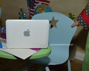 American Girl or 18" Doll Sized Macbook Air Silver or White Laptop - Use with Computer Desk Classroom School Supplies