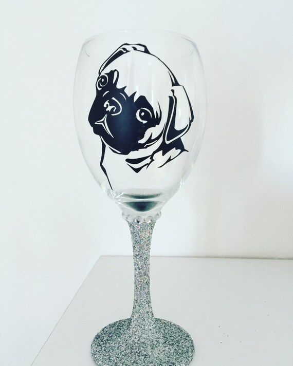 pug wine glass pug glittered wine glass pug wine glass pug glittered wine glass