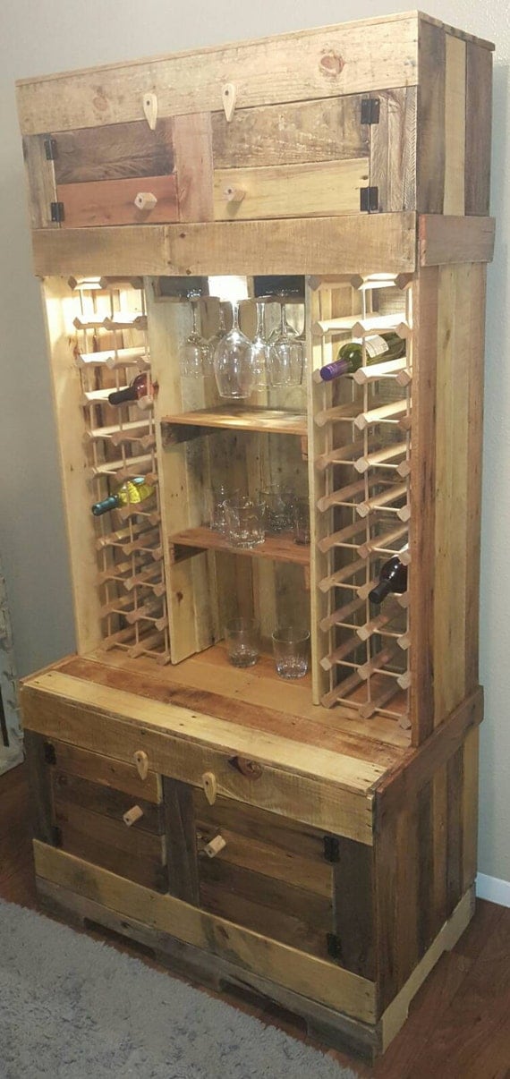 Items similar to Rustic Wine & Liquor with lighting made from