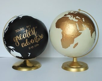 Custom Wedding Globe – Perfect for Wedding Guestbook or Centerpiece – Hand Painted – 12" Diameter – Travel, Boho Chic, Guestbook Alternative