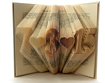 Origami Book Sculpture Anniversary Gift, Personalized Gift For Him, Book Art Wedding Anniversary Gift, Book Sculpture Wedding Date For Her