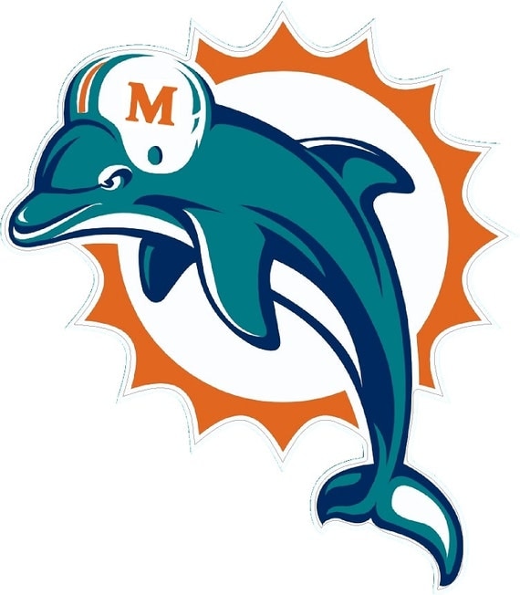 00268 Miami Dolphins Logo Vinyl Decal Sticker by SportsDecals4You