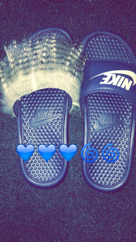 girl nike slides with fur