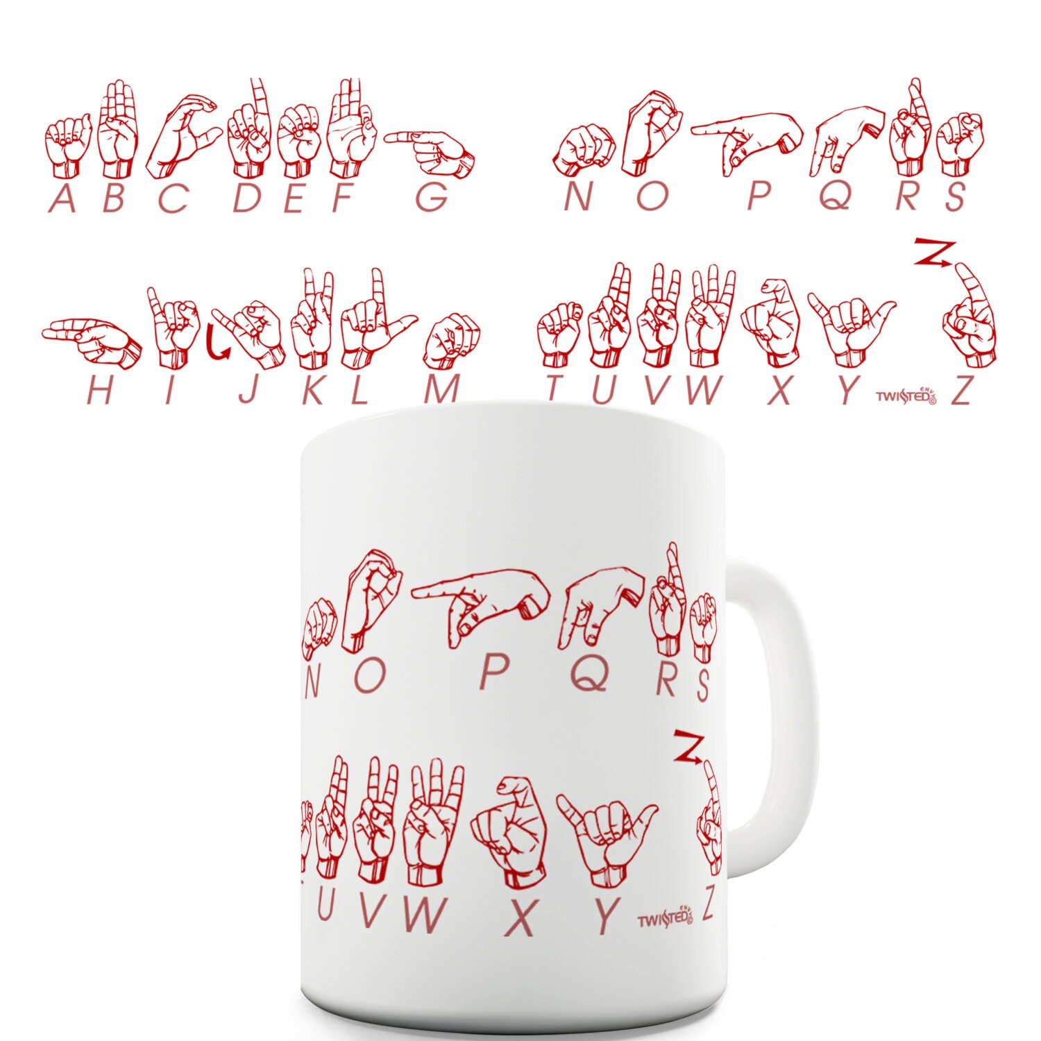 The Alphabet In Sign Language Ceramic Tea Mug