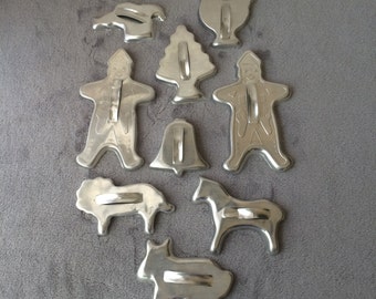 Cookie cutters, aluminum, set of 9, vintage 50s