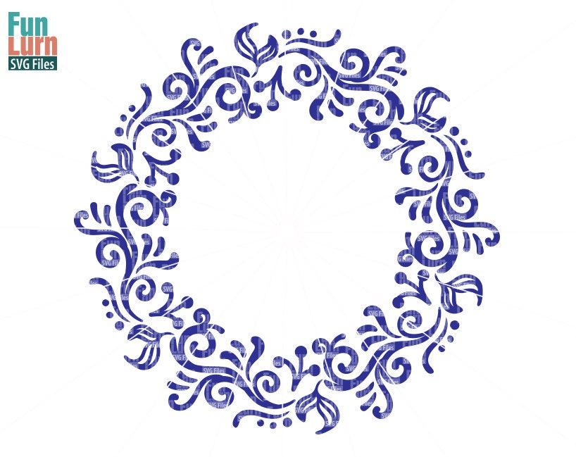 Download wreath Monogram frame 2 leaveswreathLeaf Wreath SVG Cutting