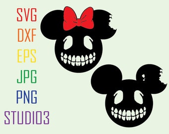 Mickey Minnie Skulls Ears Disney SVG Files, Svg, Dxf, Eps, Studio 3, Png, Jpg, Silhouette Studio,Cricut Files,Silhouete Cameo, Cutting Files