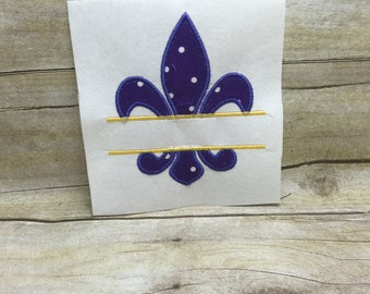 Fleur De Lis Split Embroidery Design, Split Fleur De Lis Applique
