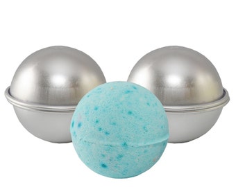 Metal Bath Bomb Mold - DIY - 2 Molds (4 pieces) - 2.55" Diameter - Premium Finish **Bonus** Bath Bomb Recipe Included!