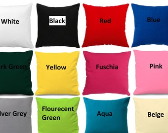 Cotton cushion cover 10" 12" 14" 16" 18" 20" 22" 24 inch & Make to order .... More than 27 colors available