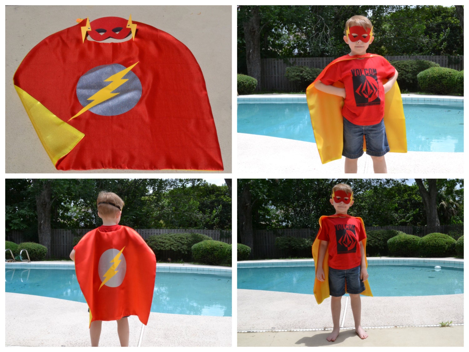 Flash Cape and Mask Kids And Adult Superhero Costume. Great