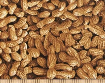 Fruit Fabric, Vegetable Fabric: Farmer's Market - Farmer John's Peanuts Organic Peanuts Packed 100% cotton fabric by the yard 36"x44" (N506)