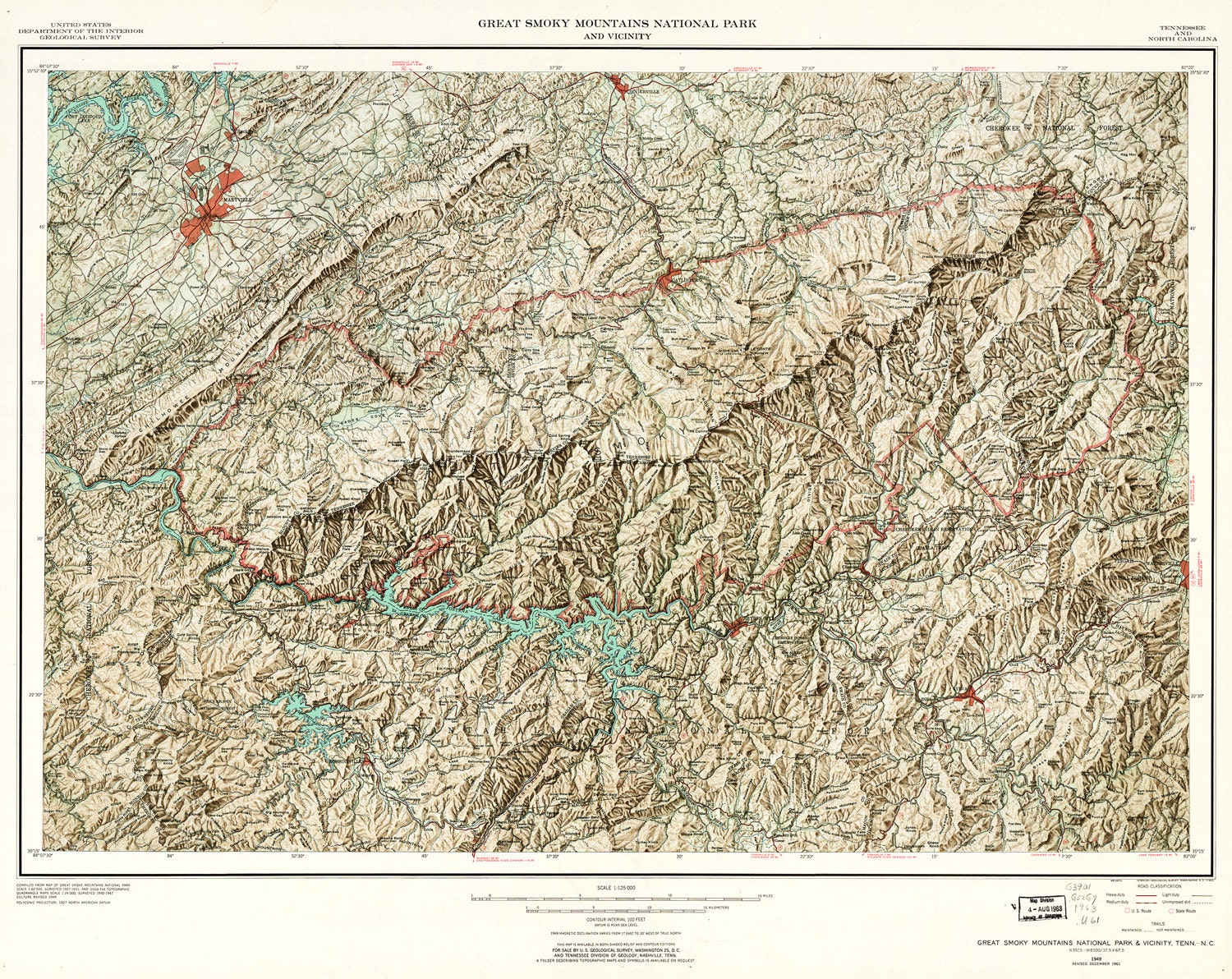 PRINTABLE MAP Great Smoky Mountain National Park Map Digital
