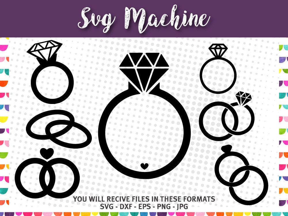 Download Diamond Wedding Ring SVG - Monogram Frames - Wedding Ring SVG - Cut files For Cricut ...