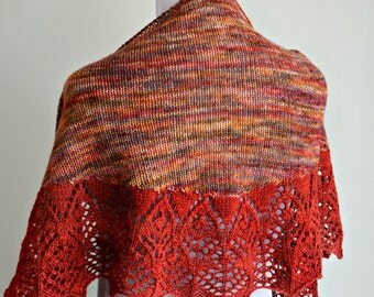Catching Fire Lace Edge Shawl, Lace Shawl, Sport Yarn - Knitting Pattern - PDF