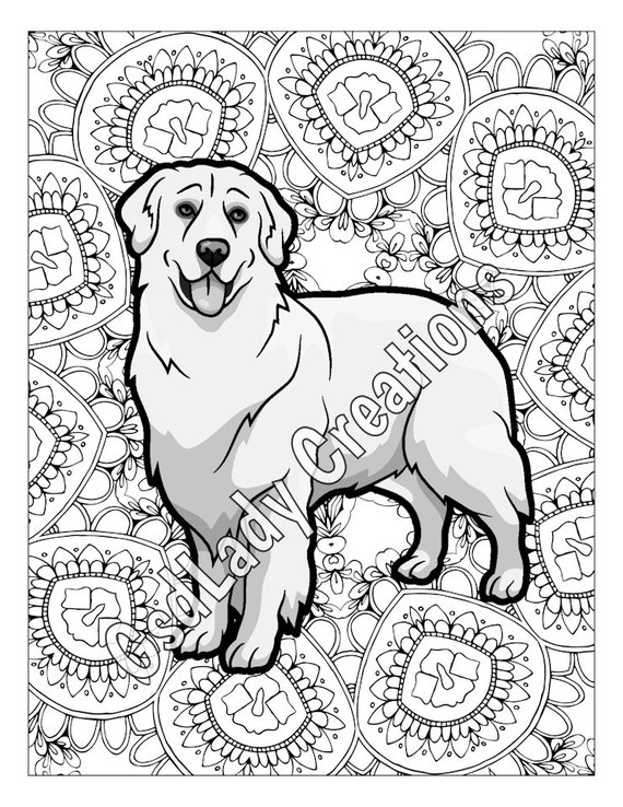 dog art greyscale coloring page golden retriever dog