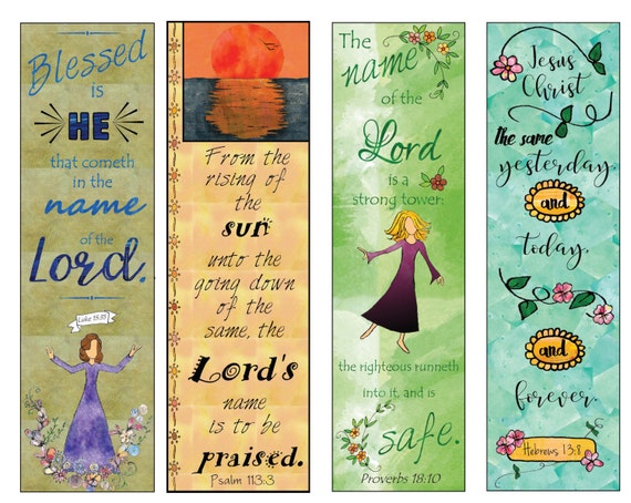 Bible Verse Bookmarks on the Name of the Lord DIY Full Color