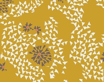 AGF KNIT Mustard Floral Fabric Cotton Fabric Jersey Knit Mustard Floral Fabric Art Gallery FloralFabric StretchFabric Shore Remains Trinkets