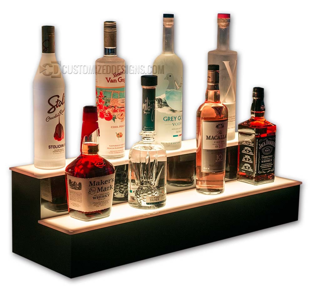 2 Step 30 Wide Liquor Bottle Display Steps with LED